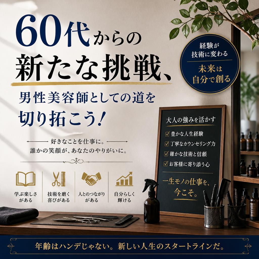 60代からの新たな挑戦、男性美容師としての道を切り拓こう！