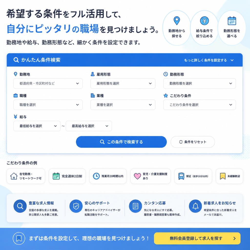 条件検索で理想の職場探し