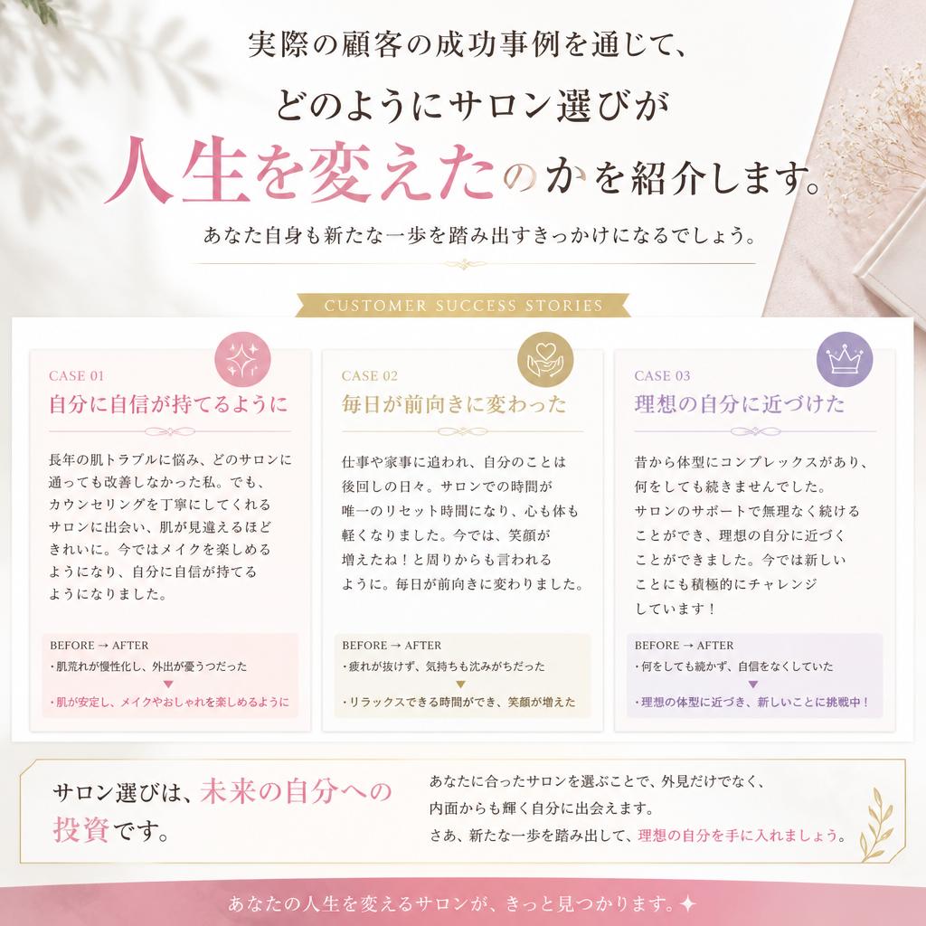 成功事例：女性たちの変身ストーリー