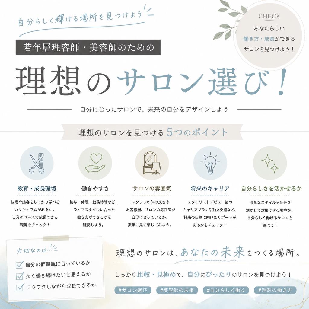若年層理容師・美容師のための理想のサロン選び！